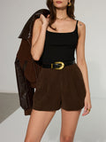 Taschen-Cord-Shorts ohne Gürtel