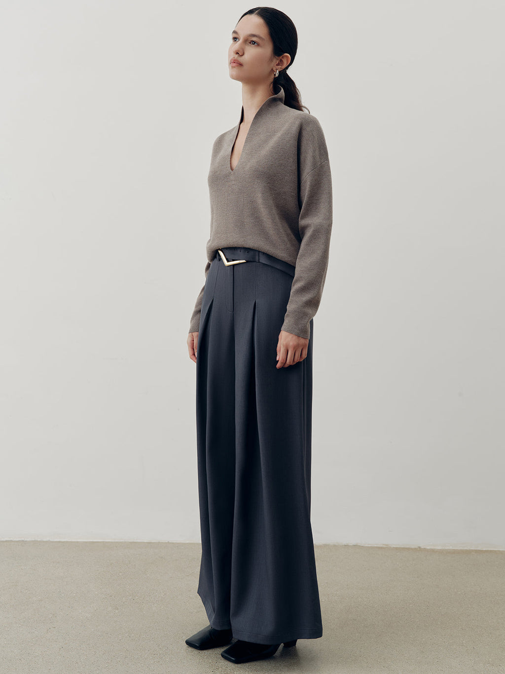 Wool-Blend Deep V-Neck Sweater