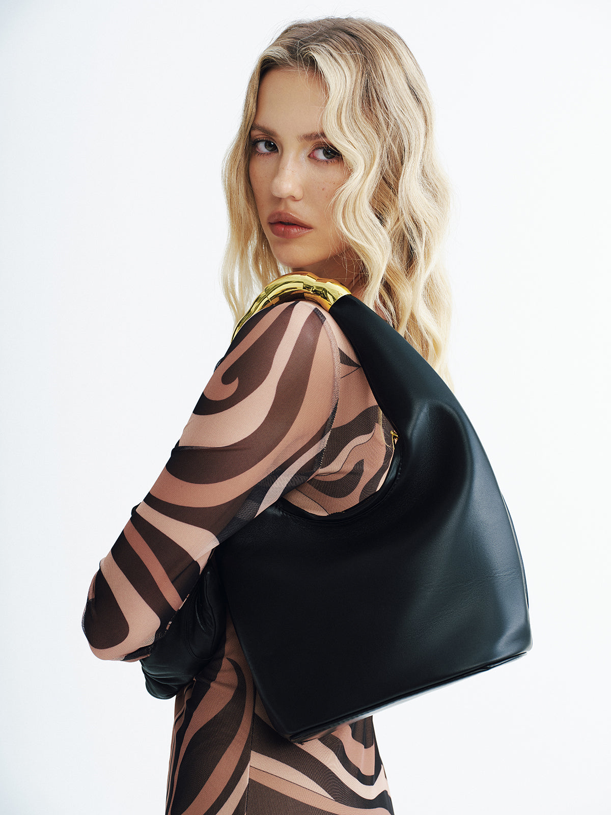 Hobo-Tasche aus PU mit Metallgriff 