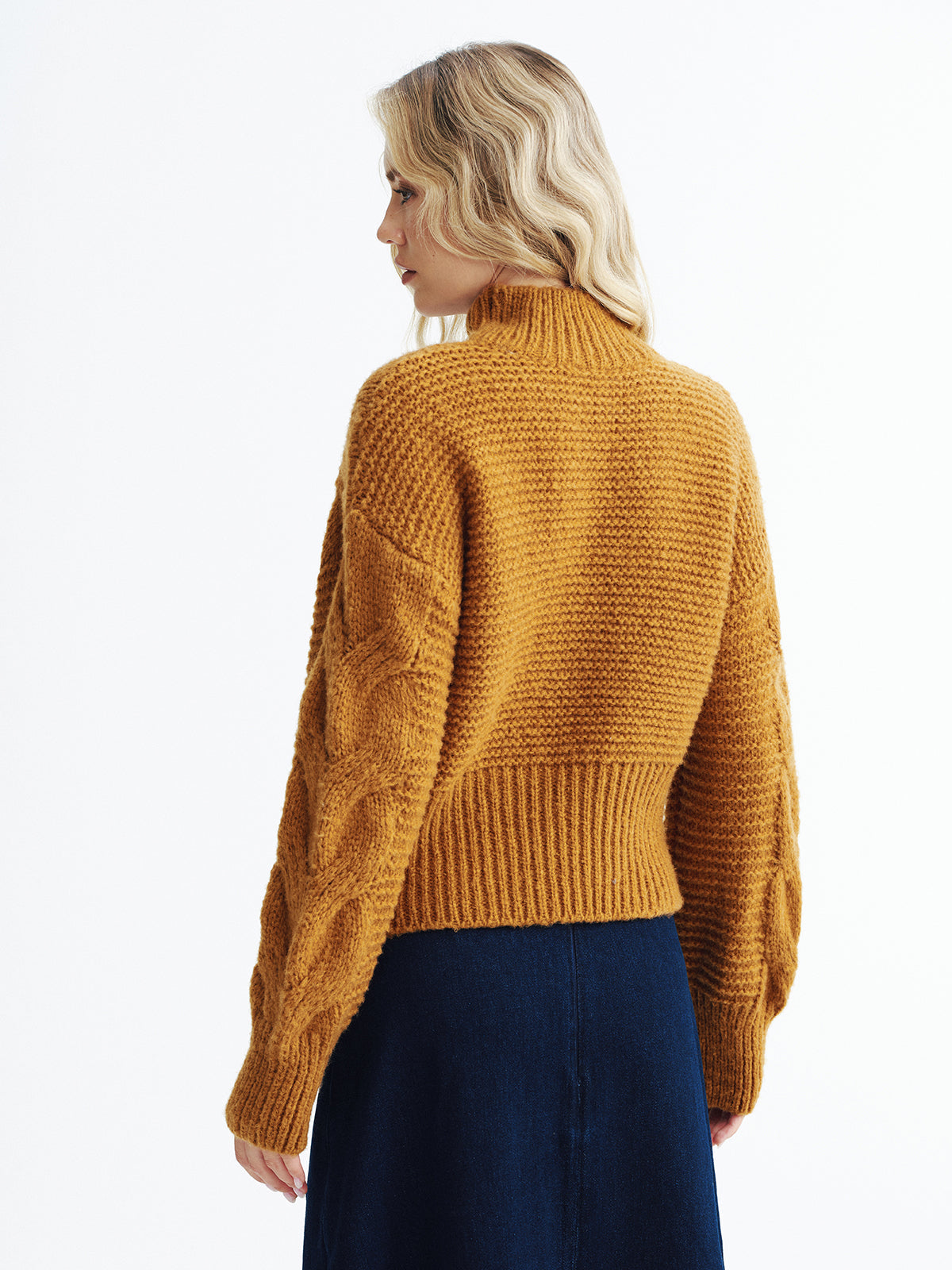 Cable-Knit Turtleneck Sweater
