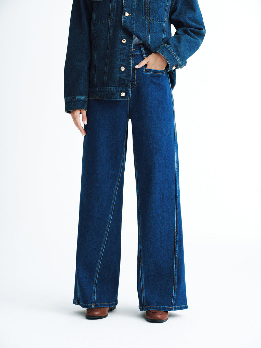 High-Waisted Denim Wide-Leg Jeans