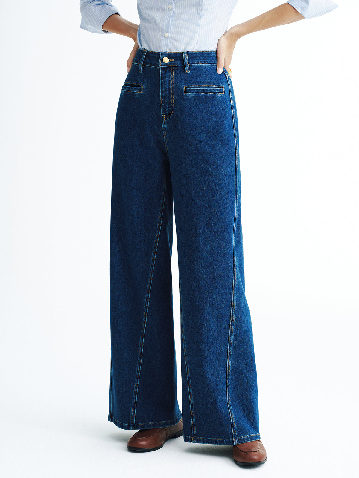 High-Waisted Denim Wide-Leg Jeans