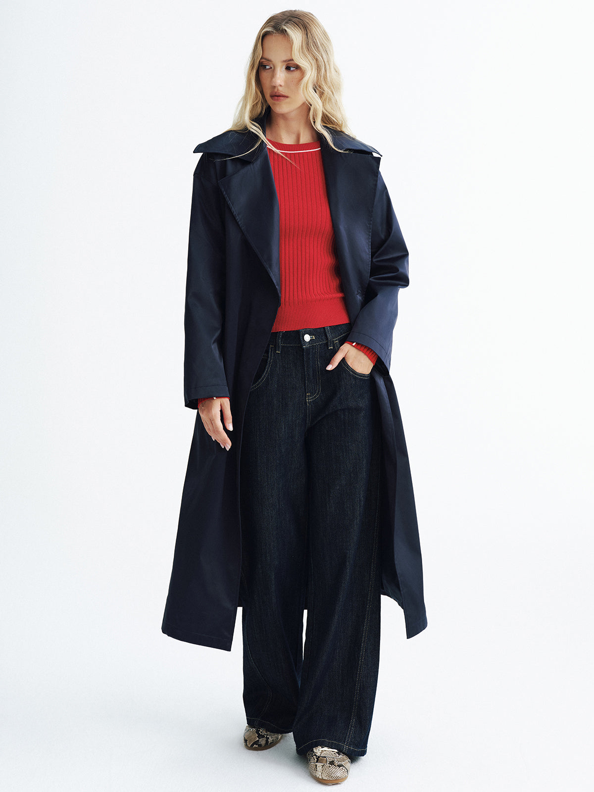 Contrast Trim Wool-Blend Ribbed Knit Sweater