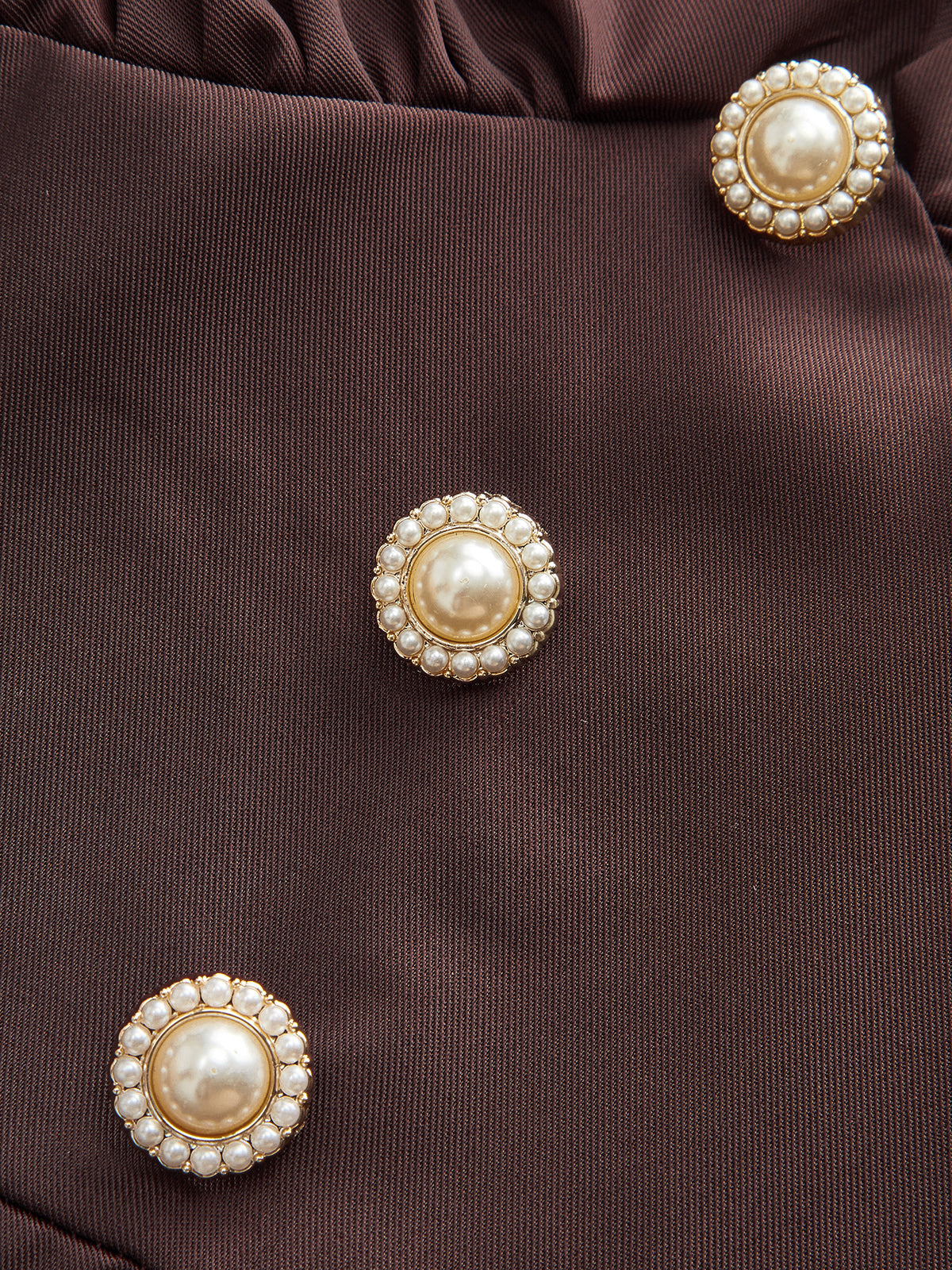 V-Neck Puff Sleeve Button Fitted Dress