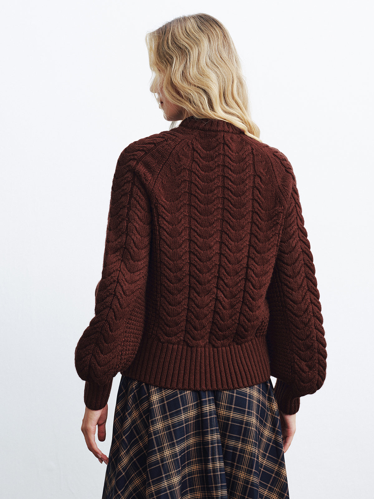 Cable-Knit Button-Front Cardigan