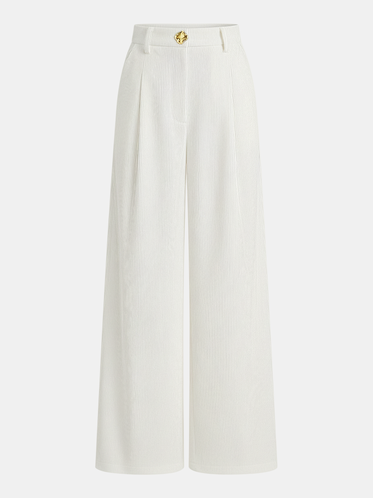 Corduroy Wide-Leg Pleated Pants