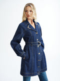 Hemdblusenkleid aus Jeans mit Metallknöpfen und Gürtel