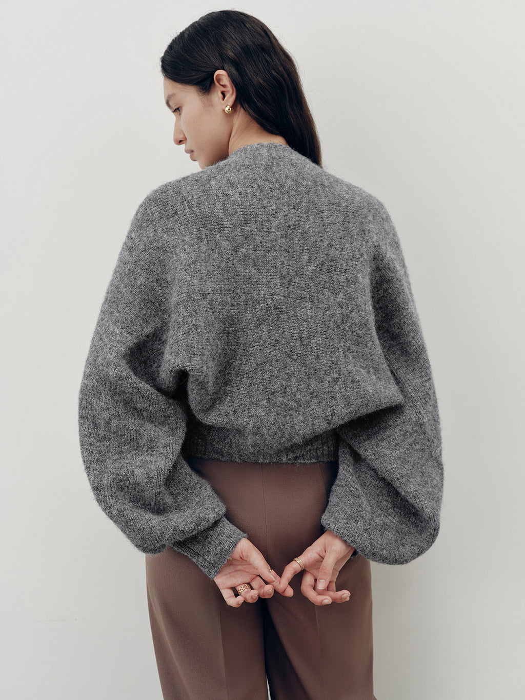 Ensemble de pull deux pièces à col montant en mélange de laine