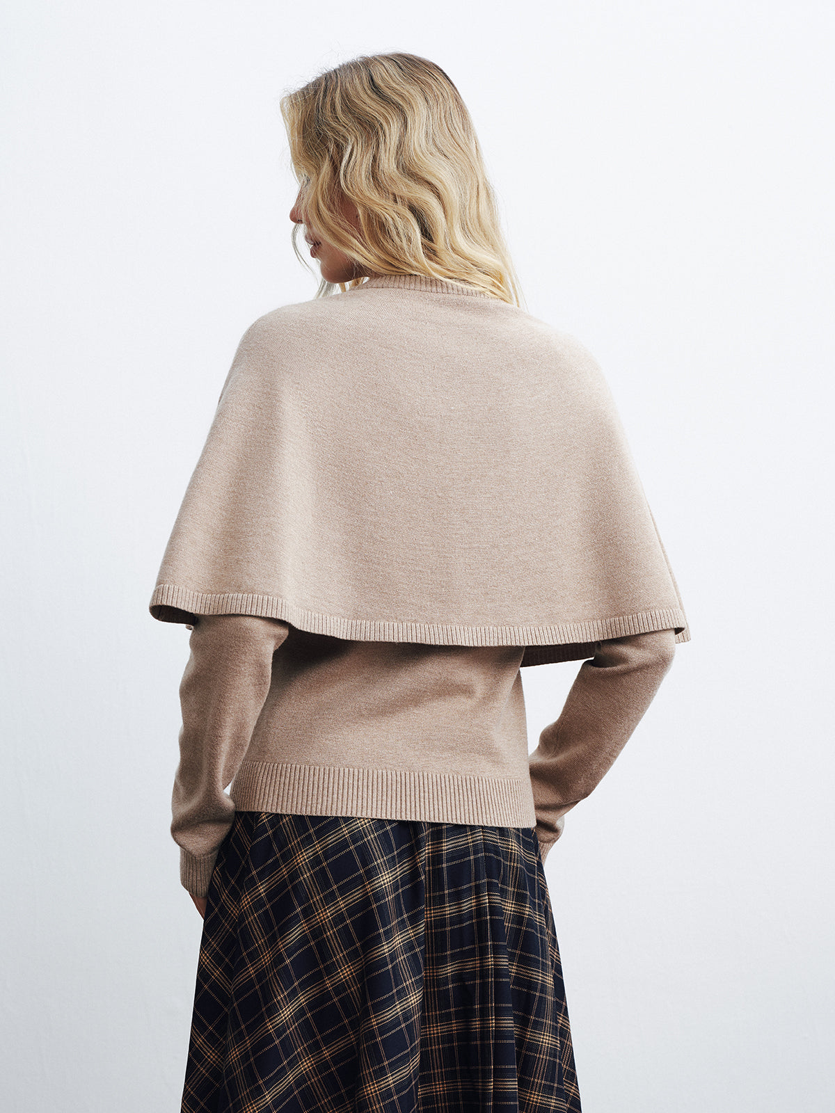 Layered Cape-Style Cardigan