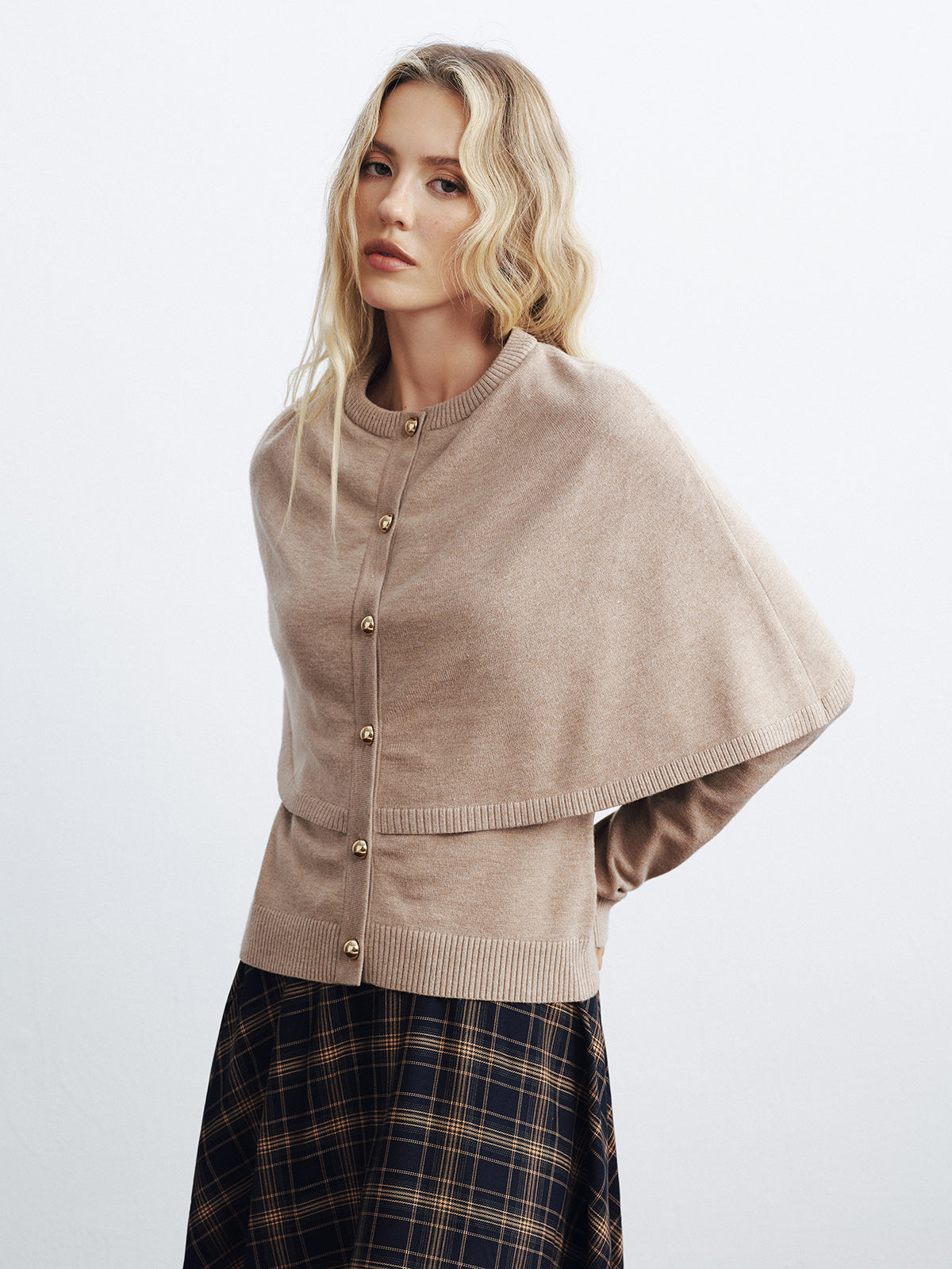 Layered Cape-Style Cardigan
