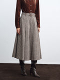 High-Waist Hose mit Gürtel und Hahnentrittmuster mit weitem Bein