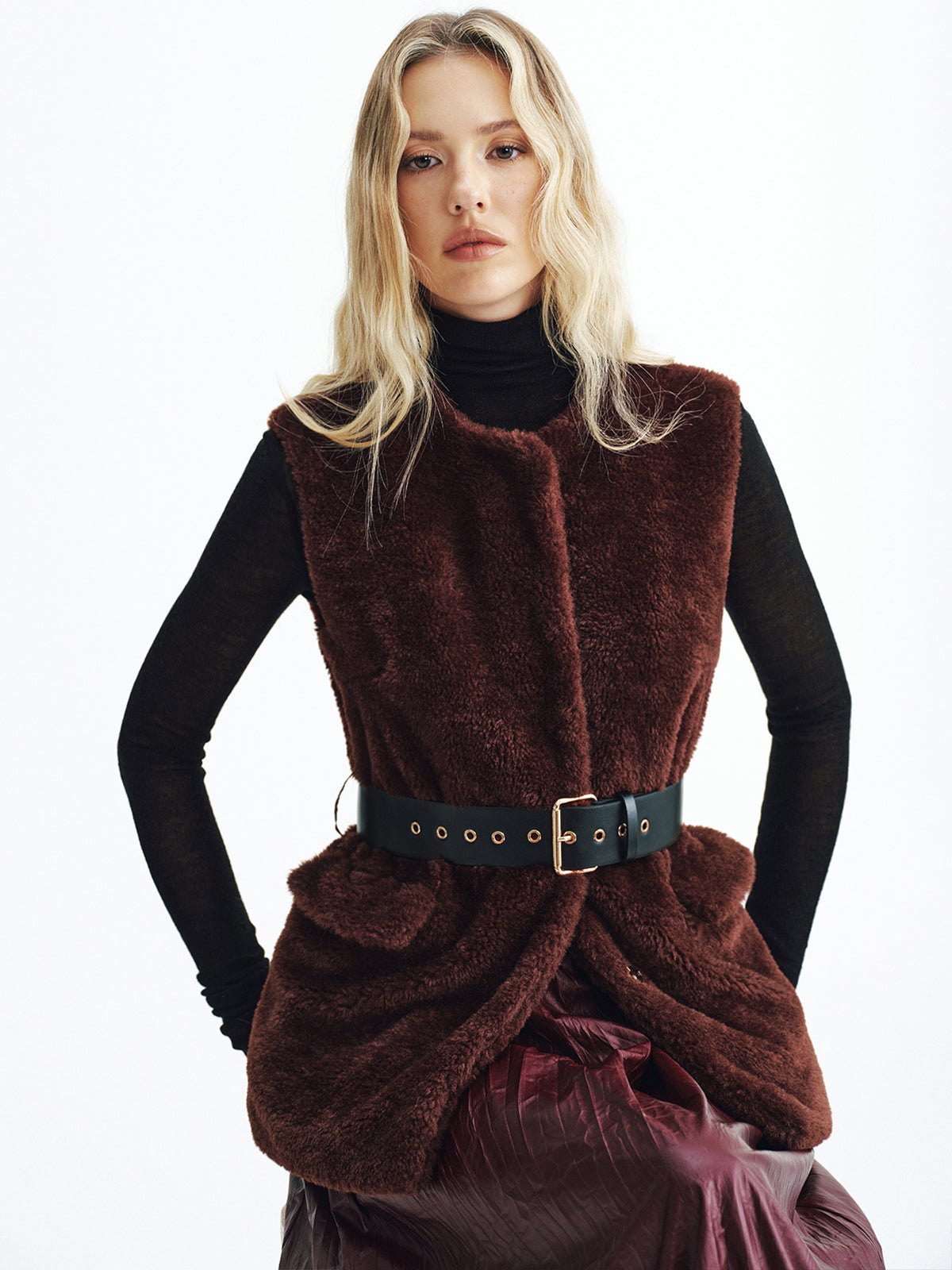 Faux Fur Belted Vest