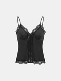 Lace Trim Satin Cami Top