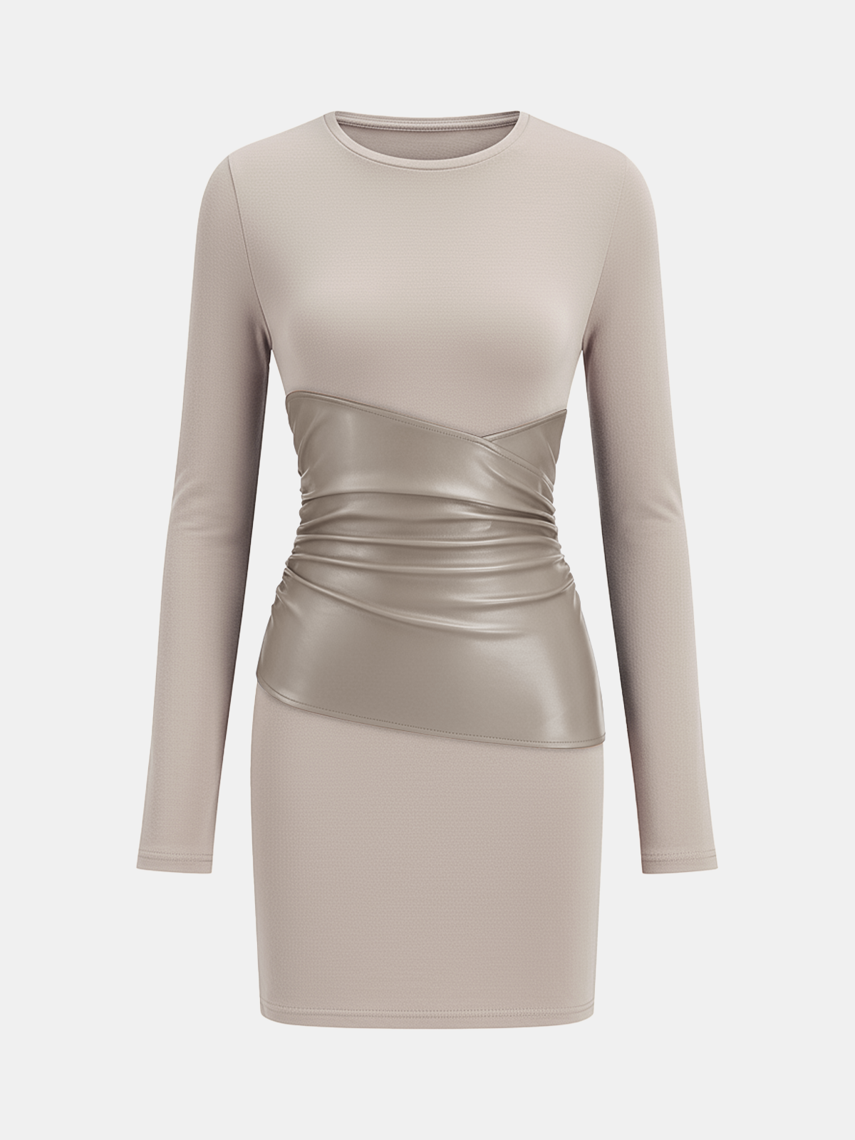 Robe pull en maille à manches longues avec empiècements en similicuir