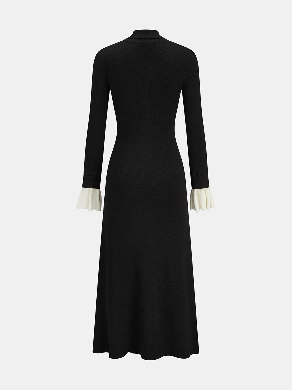 Strickmaxikleid mit Kragen und Kontrastbündchen