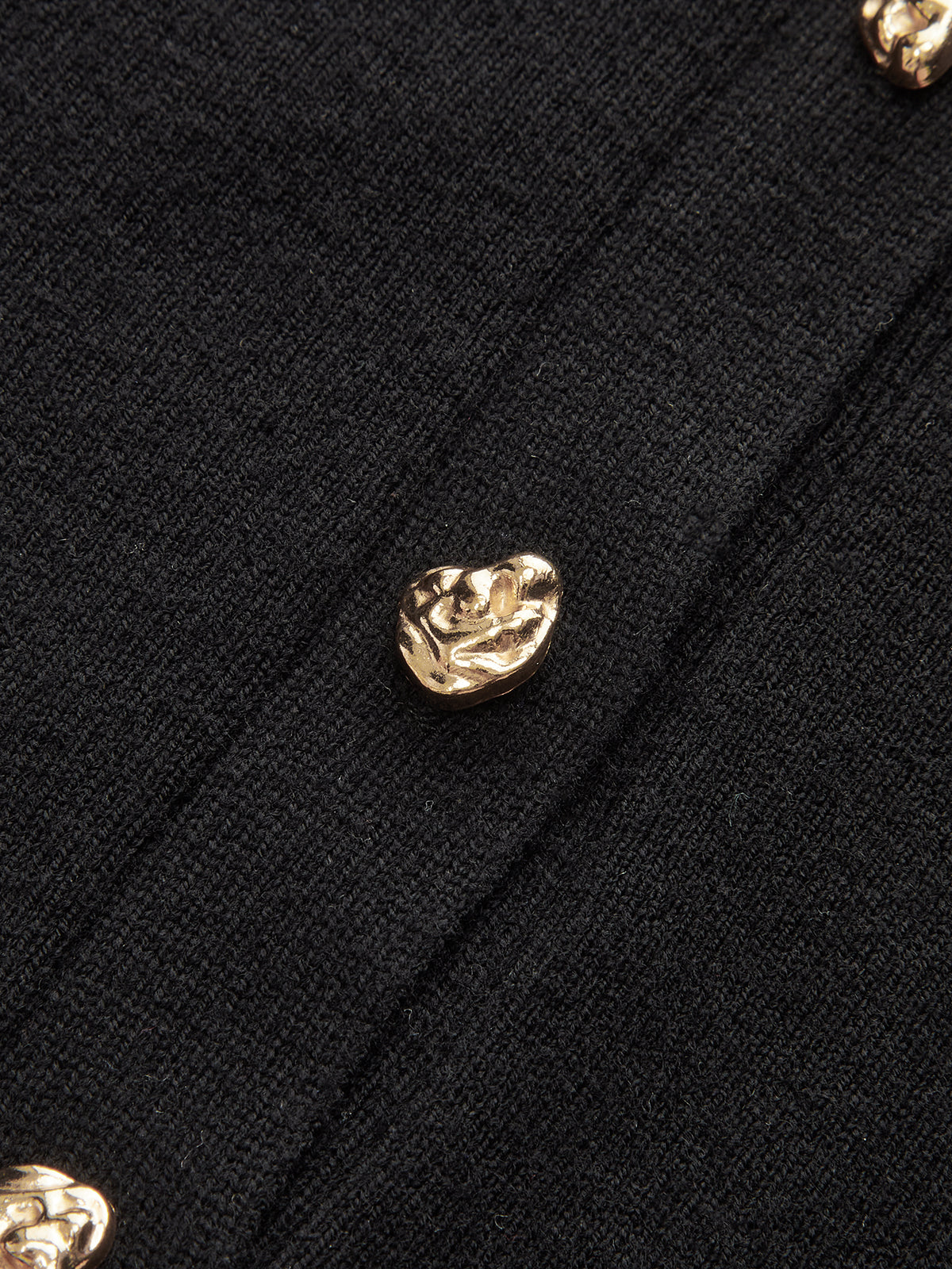 Contrast Cuff Collared Knit Maxi Dress