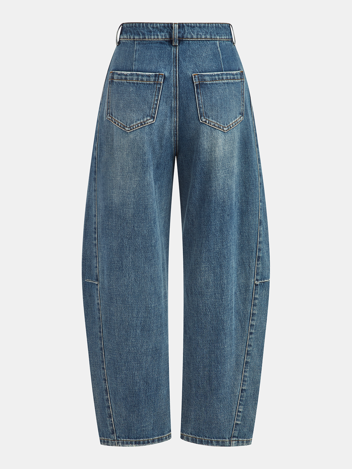 Mid-Waist Denim Curved-Leg Jeans