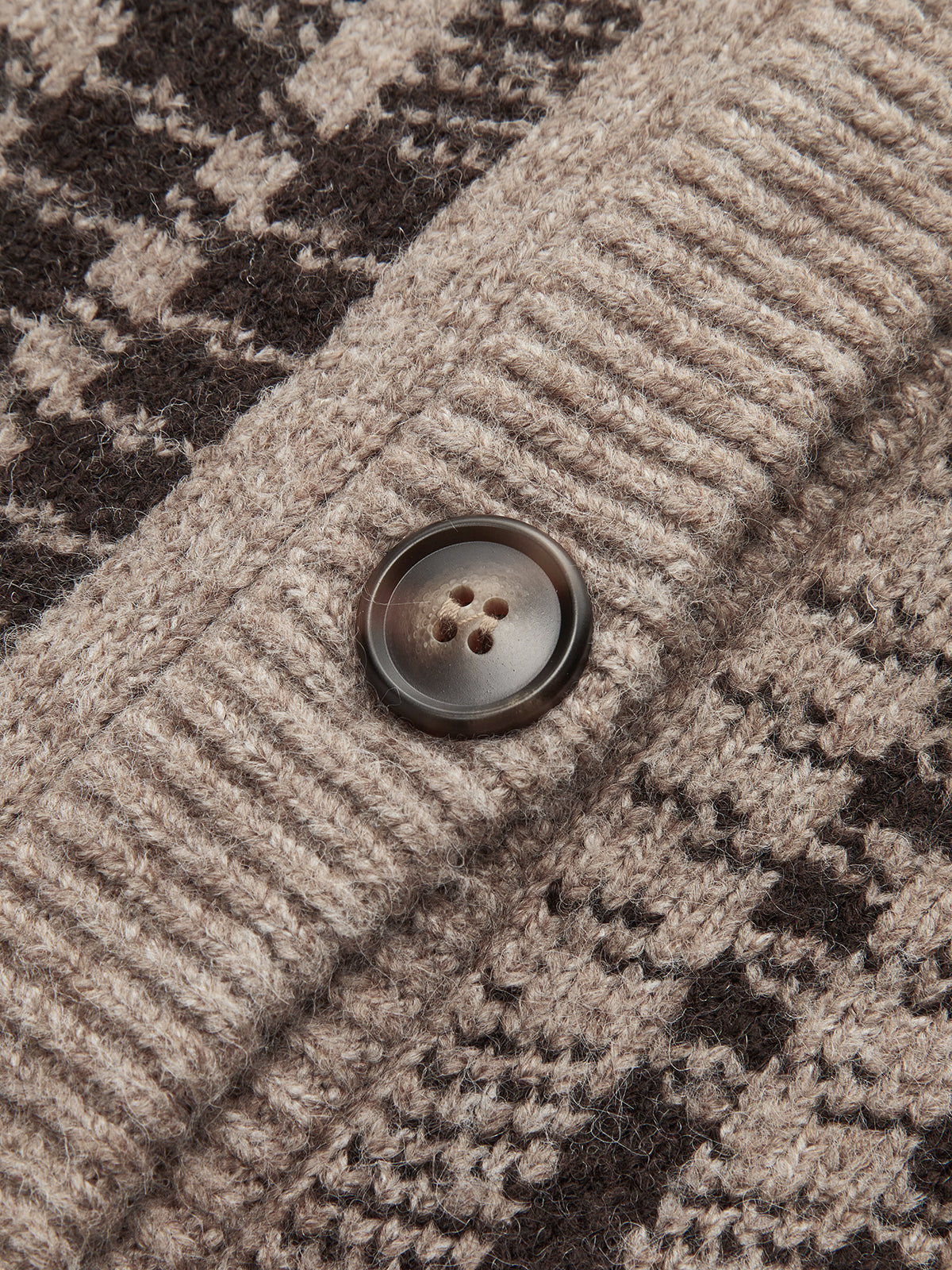 Plaid Wool-Blend Button Cardigan