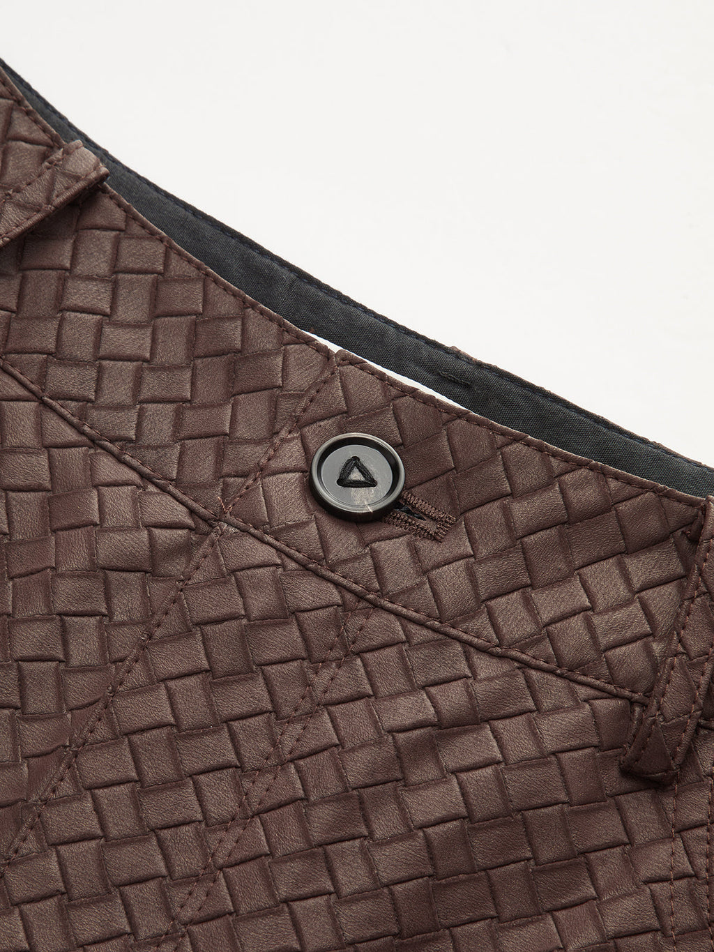 Faux Leather Woven-Patterned Pants