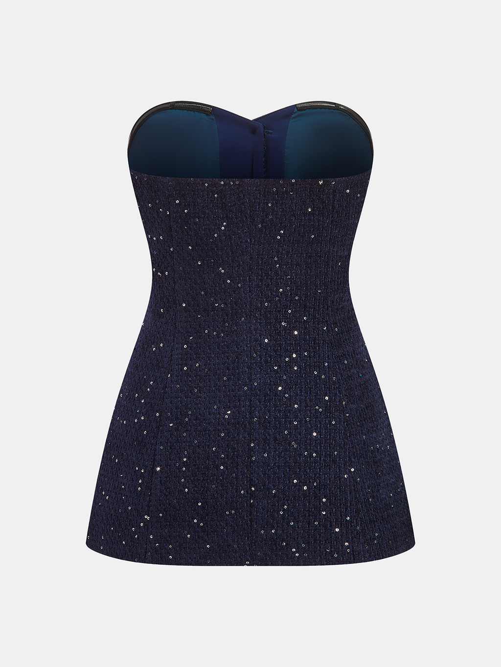 Metal Button Sequin Tweed Strapless Vest