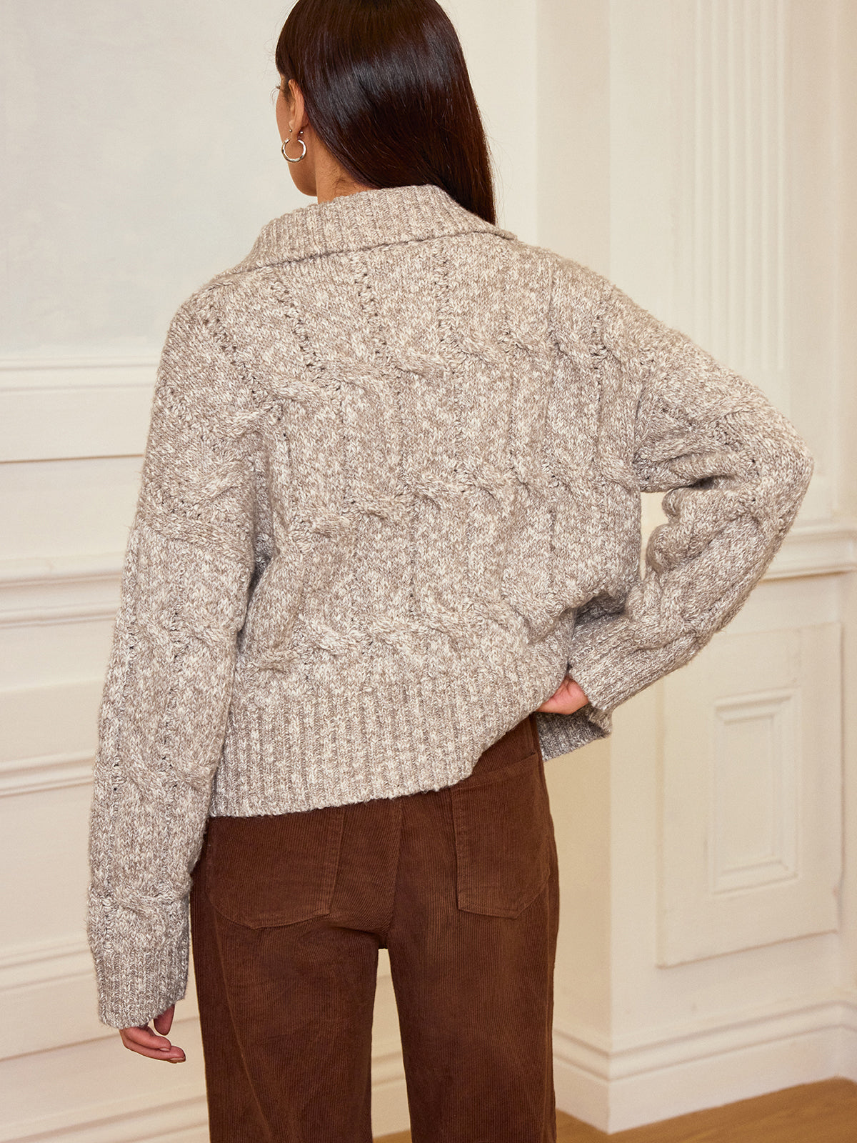 Zip-Up Cable Knit Top