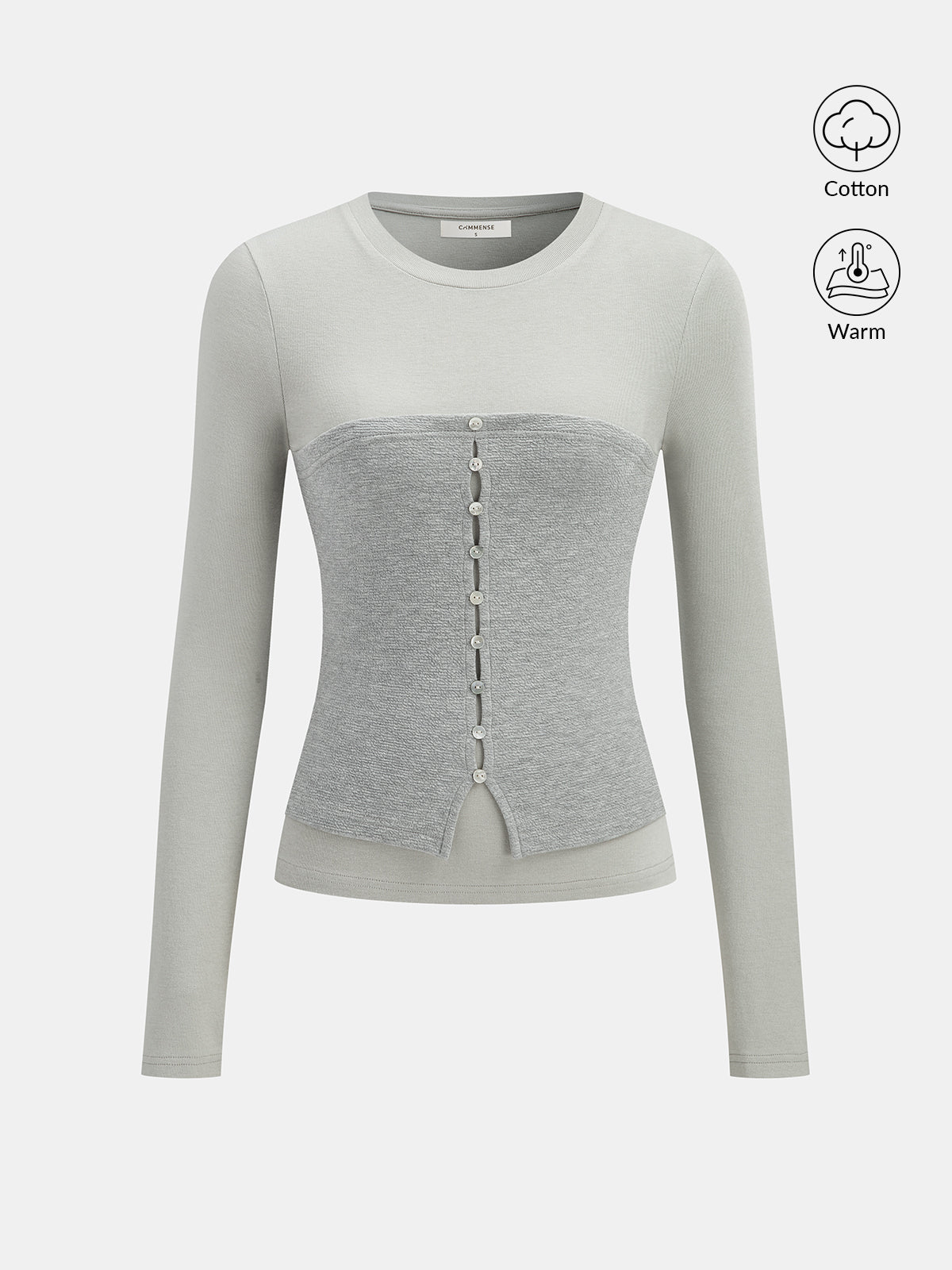 Cotton-Blend Top with Textured Corset Detail