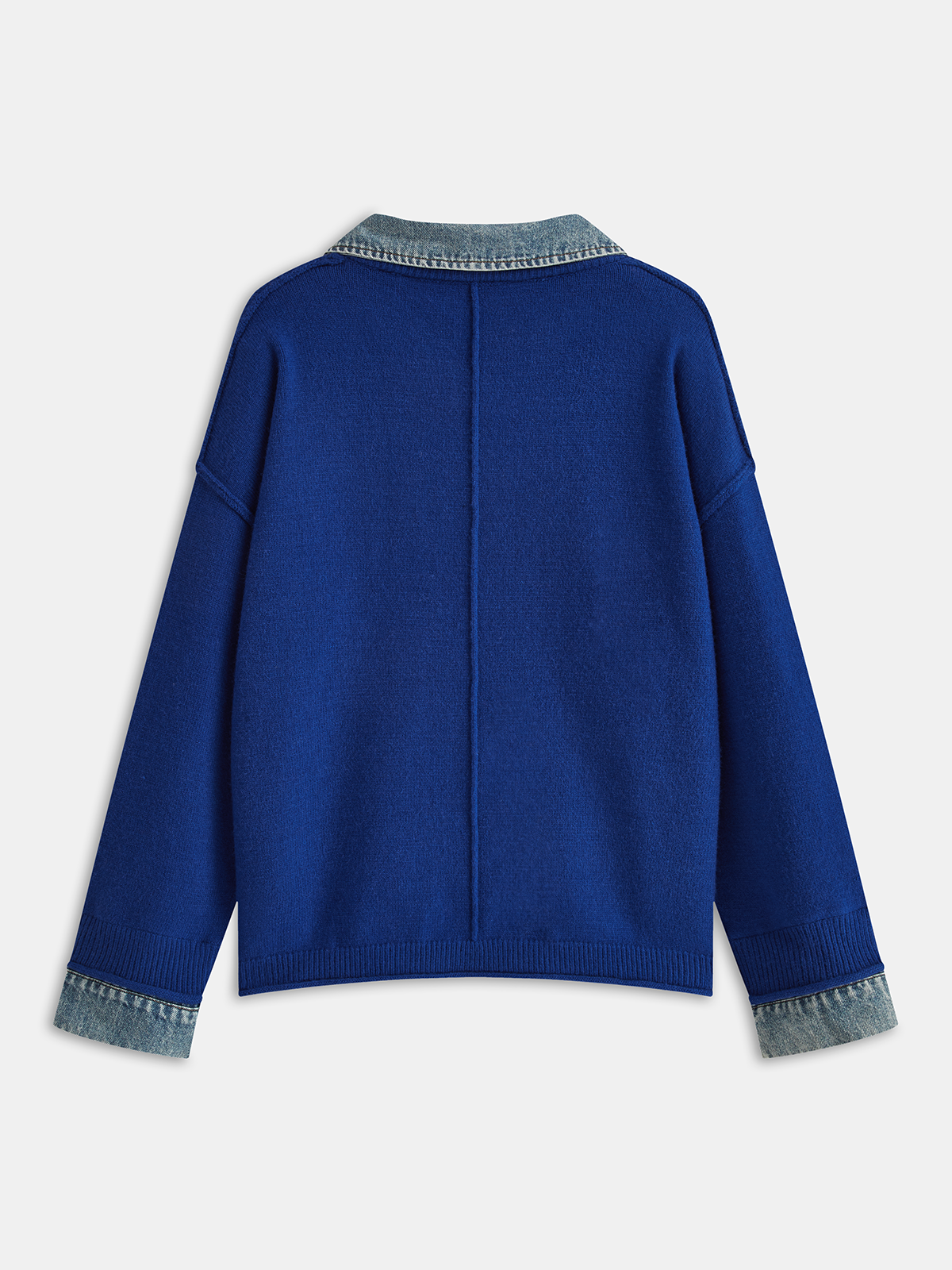 Denim Panel Knit Sweater