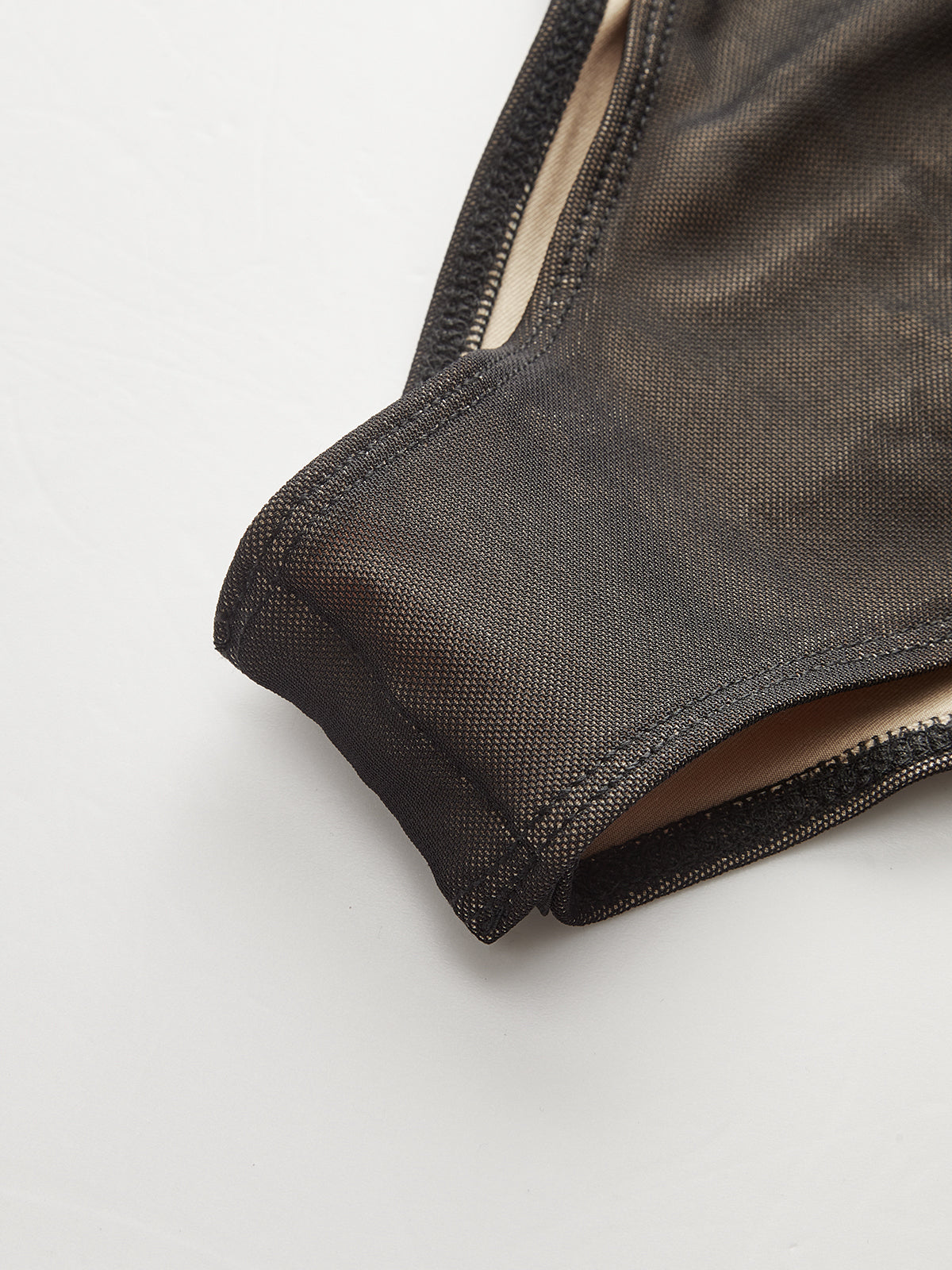 Sheer Mesh Ruched Long Sleeve Bodysuit