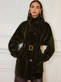 Manteau en velours à poches sans ceinture