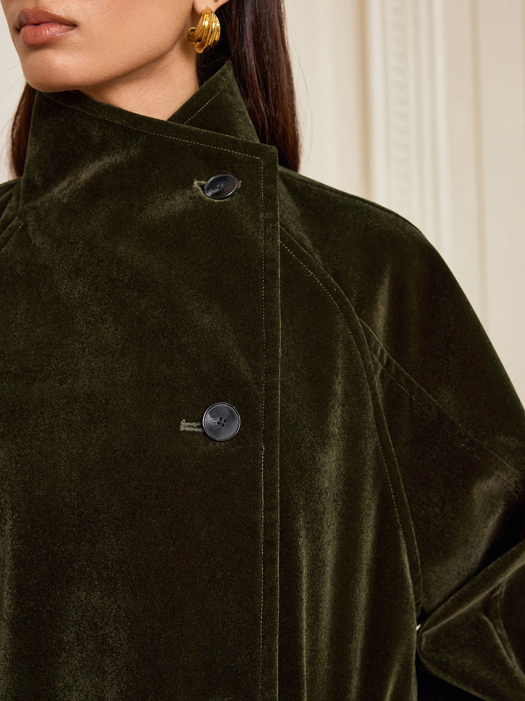Manteau en velours à poches sans ceinture