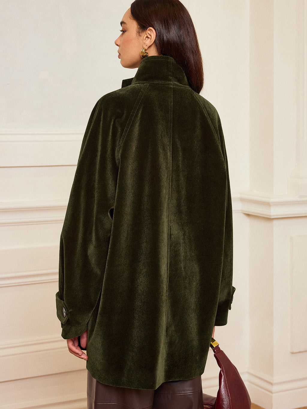 Manteau en velours à poches sans ceinture