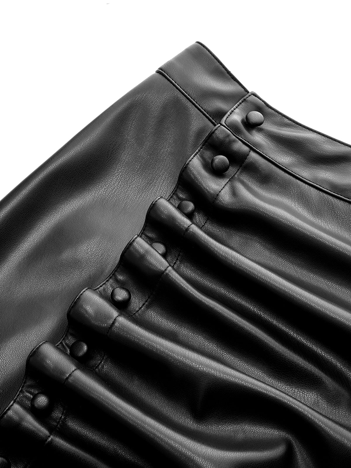 Jupe midi asymétrique froncée en similicuir 