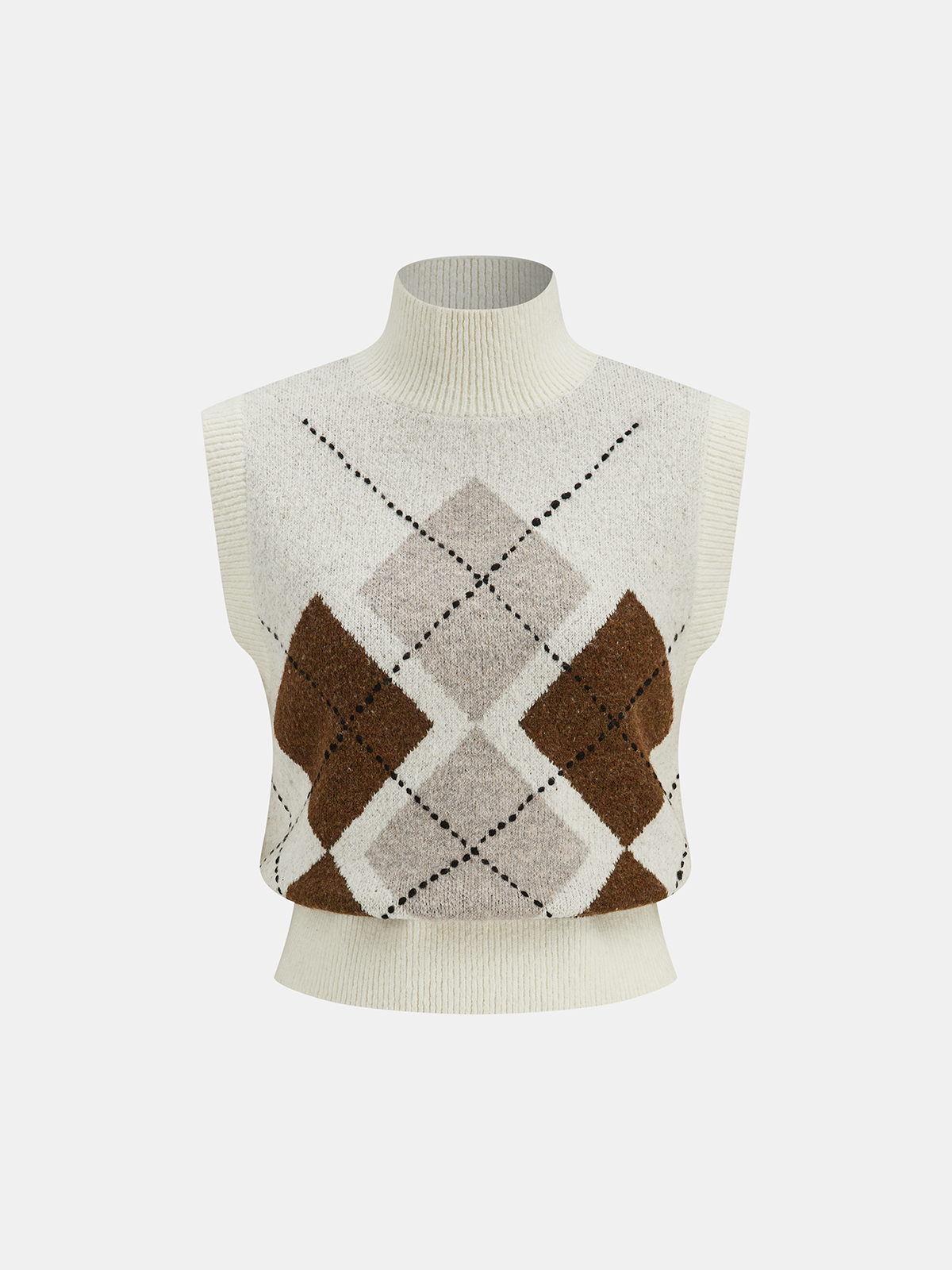 Argyle-Rollkragen-Strickweste