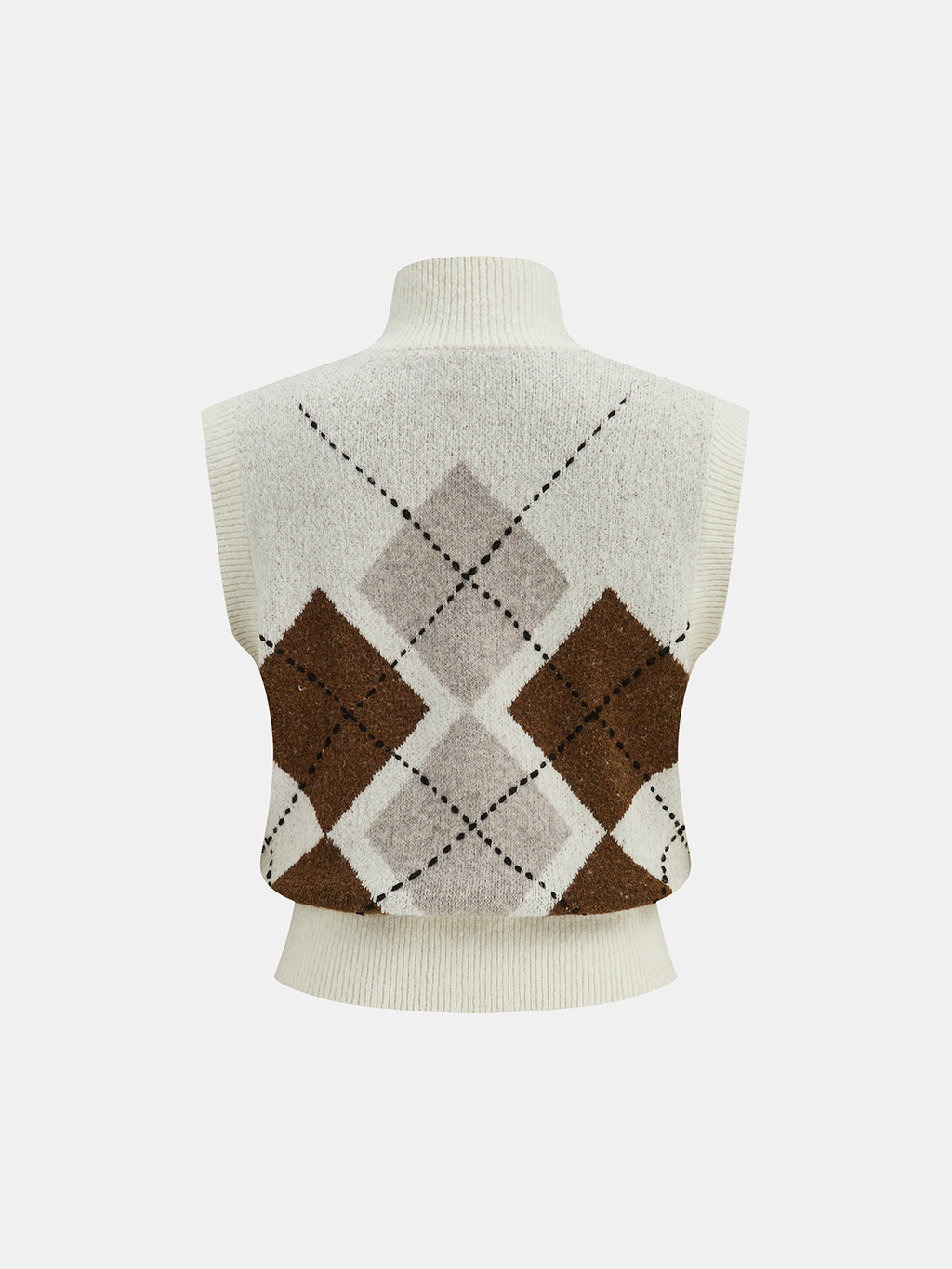 Argyle-Rollkragen-Strickweste