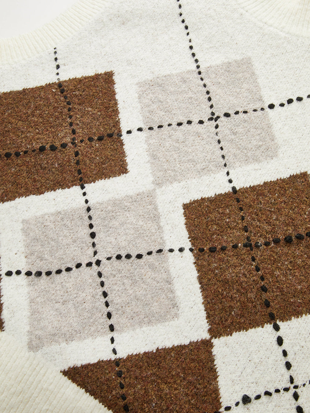Argyle-Rollkragen-Strickweste