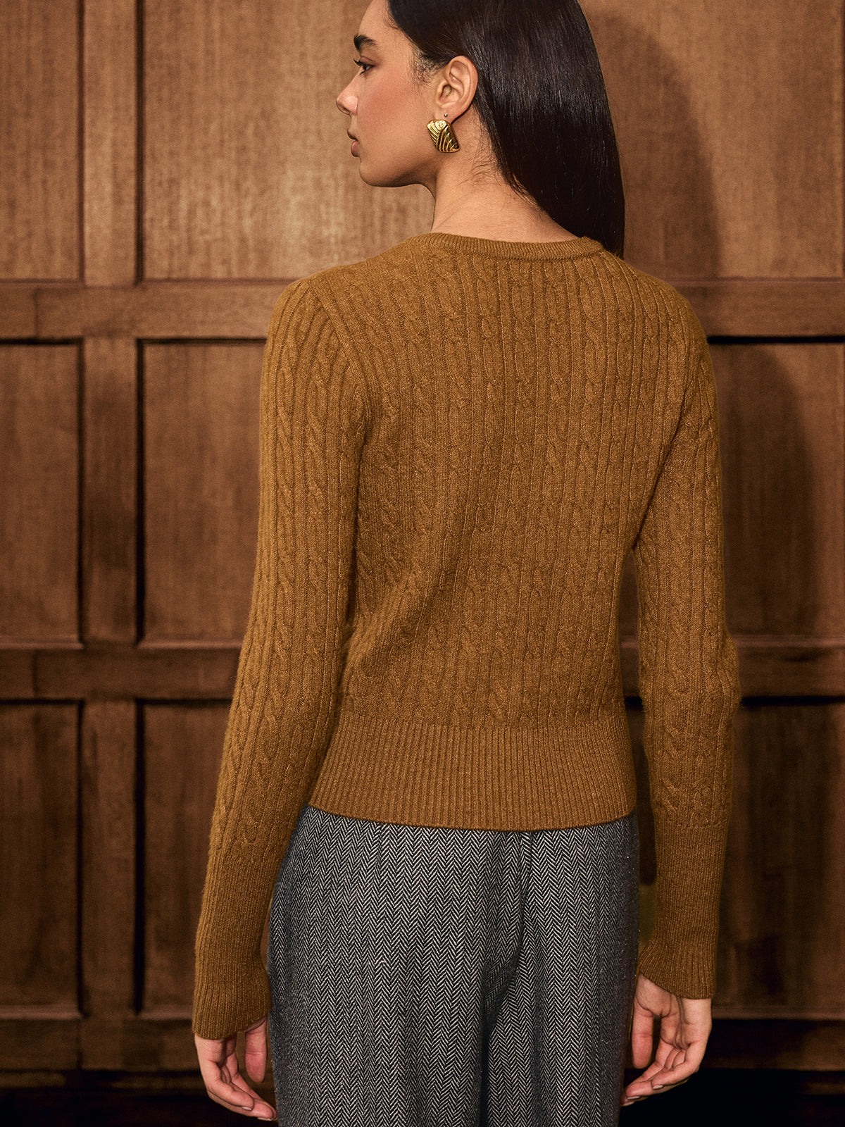 Button-Front Cable-Knit Cardigan