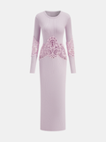 Robe longue en maille côtelée à empiècement en crochet