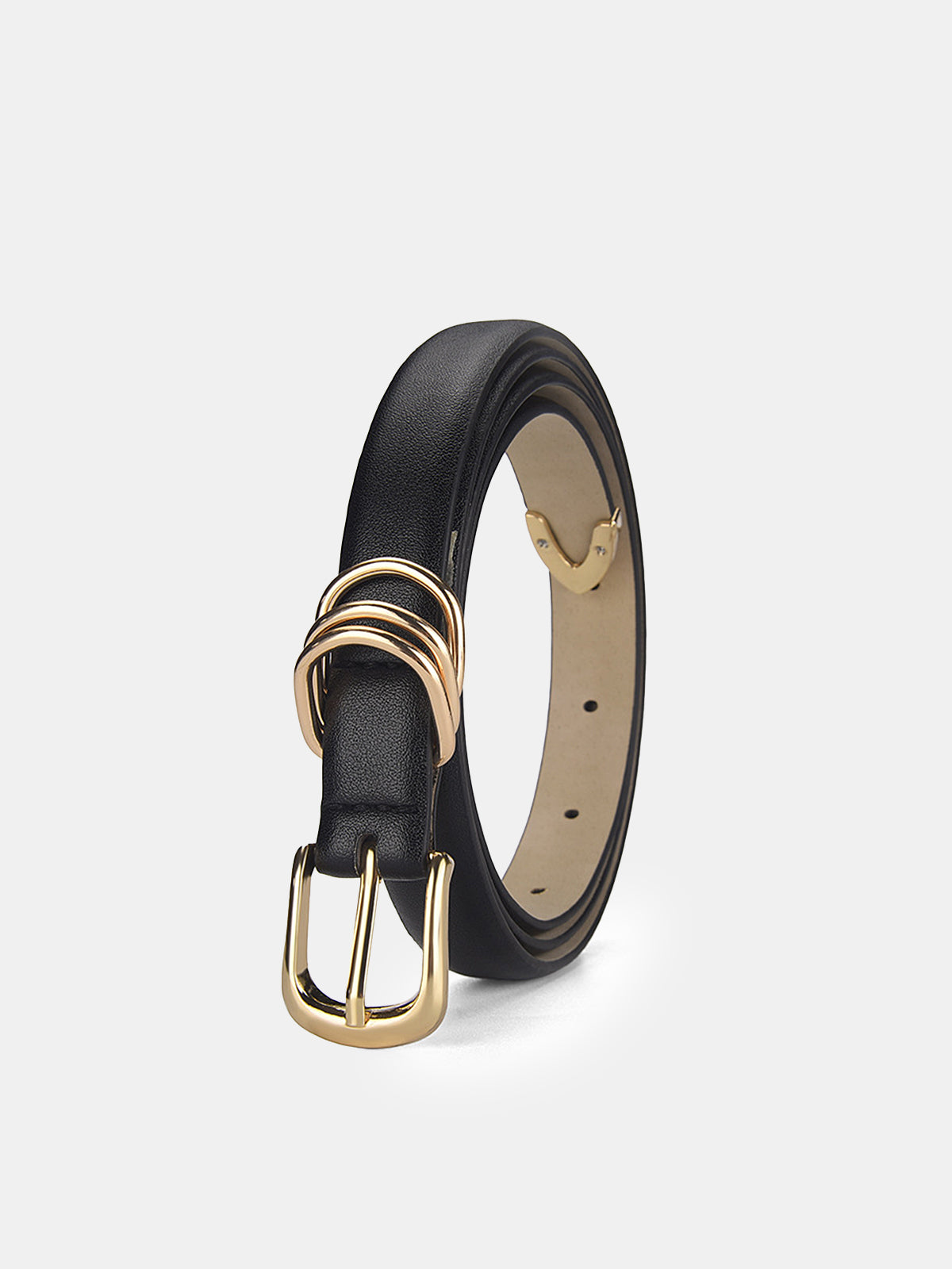 Gold Buckle Minimalist Faux Leather Belt