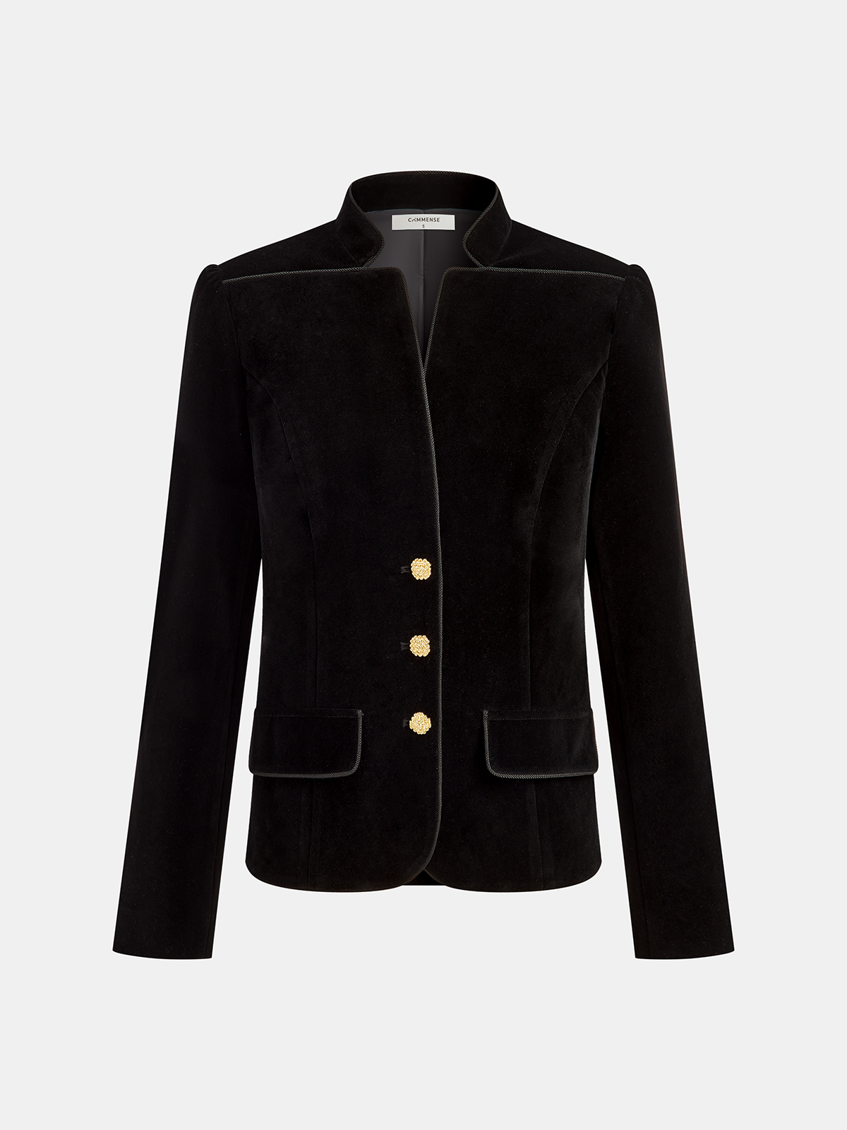 Velvet Stand Collar Blazer