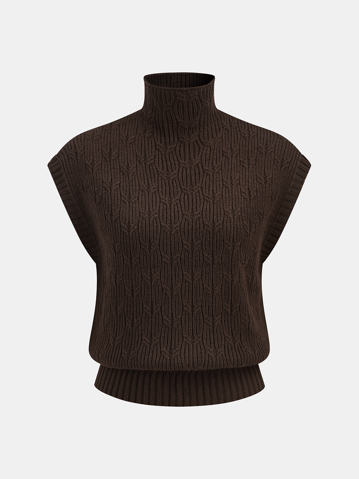 Gilet sans manches en maille torsadée à col roulé