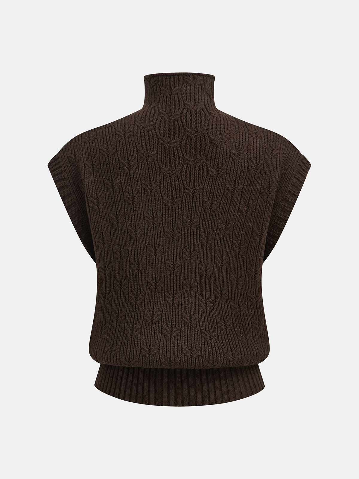 Gilet sans manches en maille torsadée à col roulé