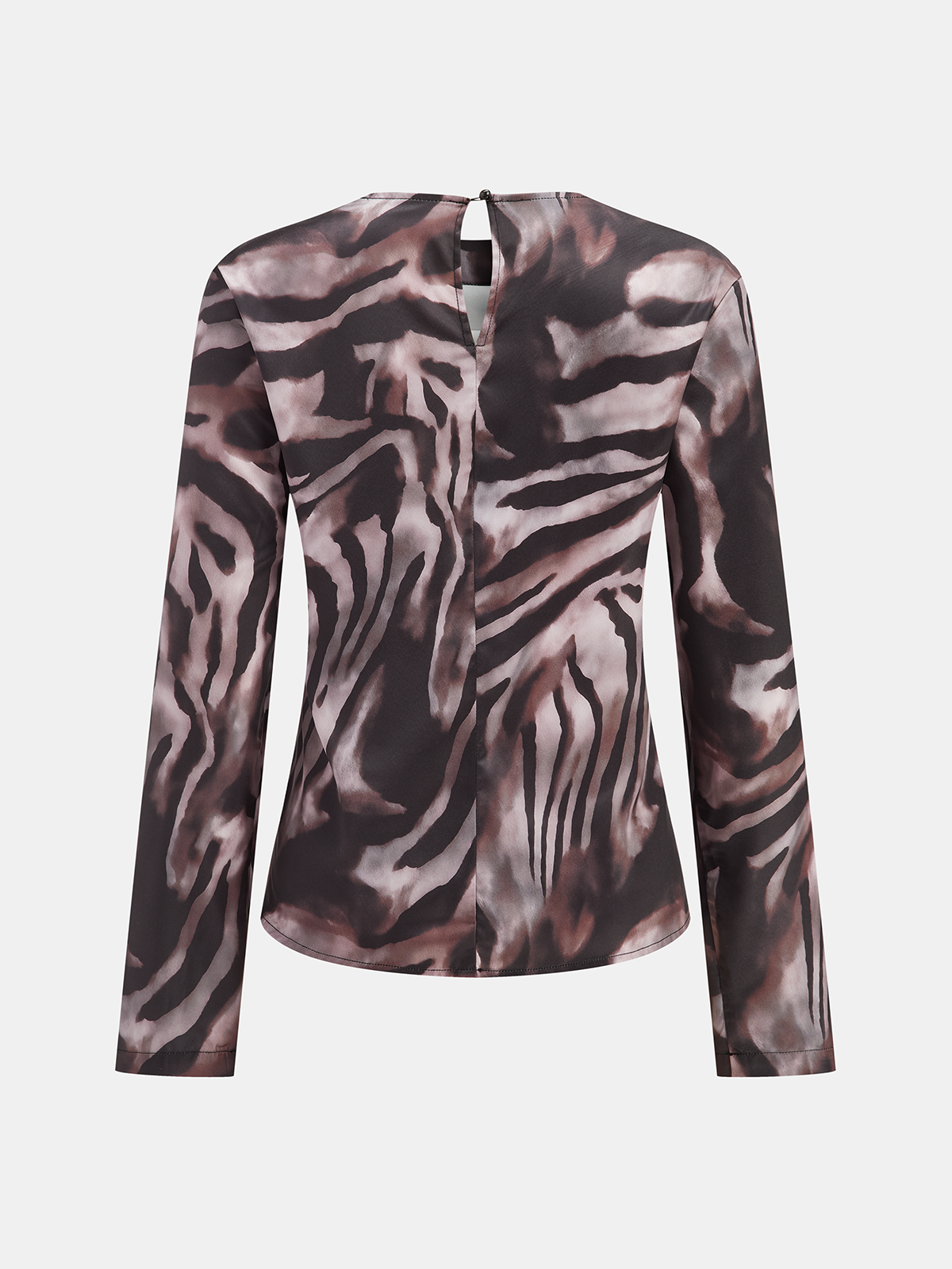 Langärmliges Oberteil mit Zebra-Print und Wasserfallausschnitt