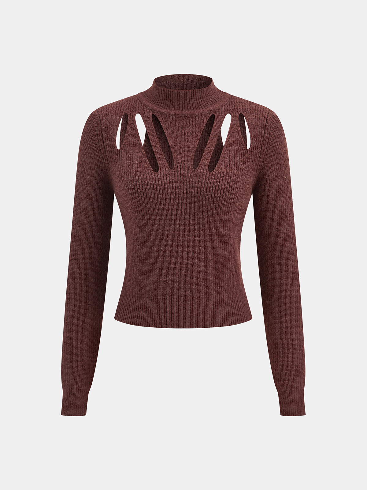 Strickpullover mit Aussparung und Stehkragen