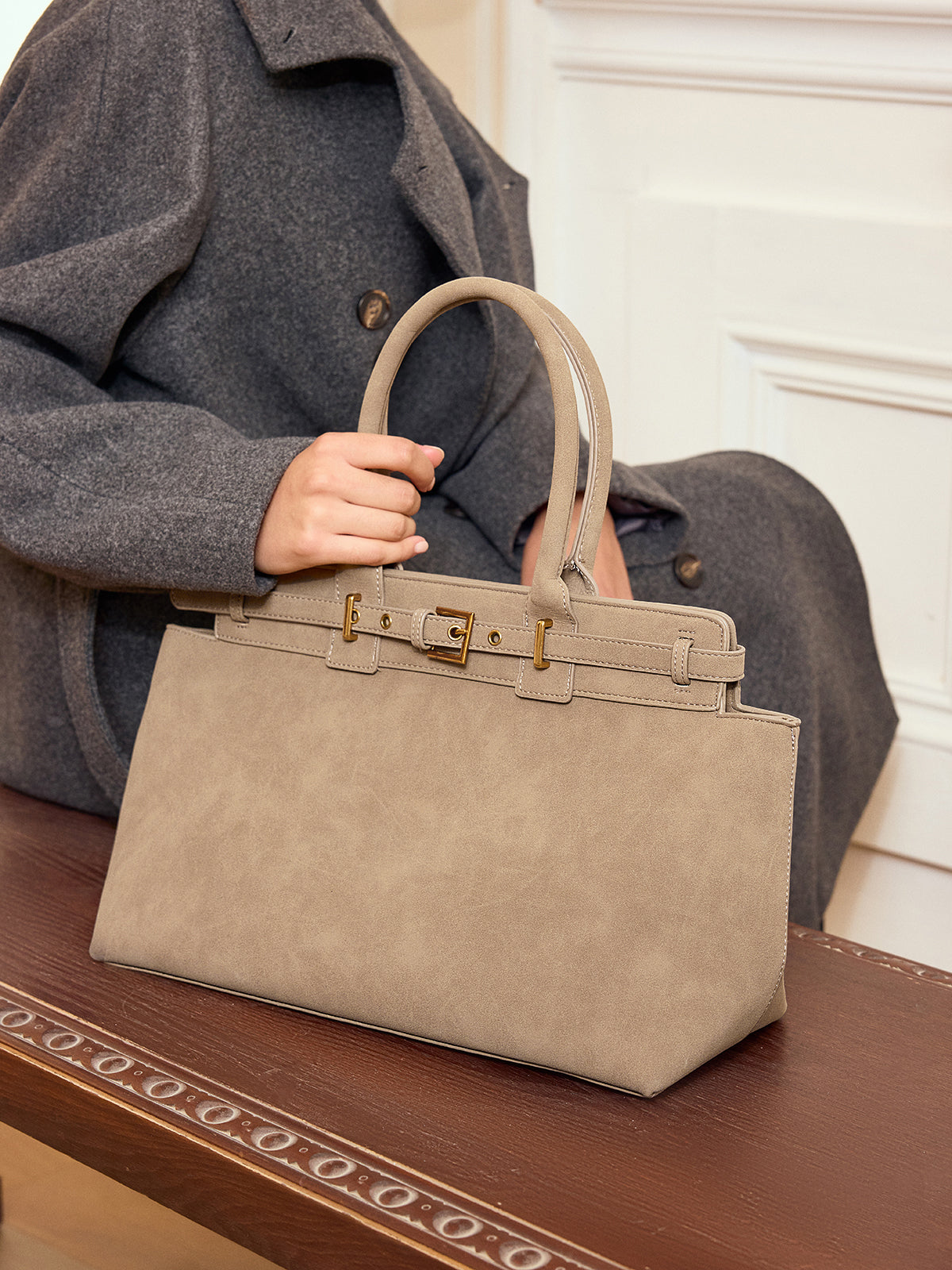 Sac cabas à anse supérieure avec détail ceinture