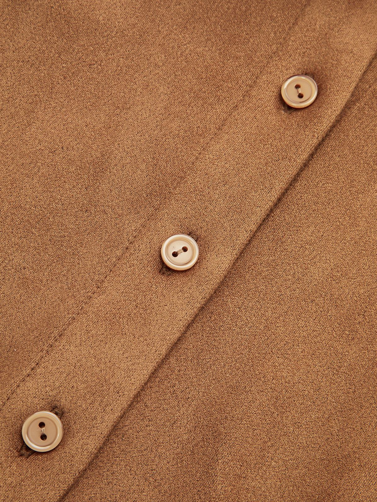 Cinched Waist Button-Front Suede Effect Shirt
