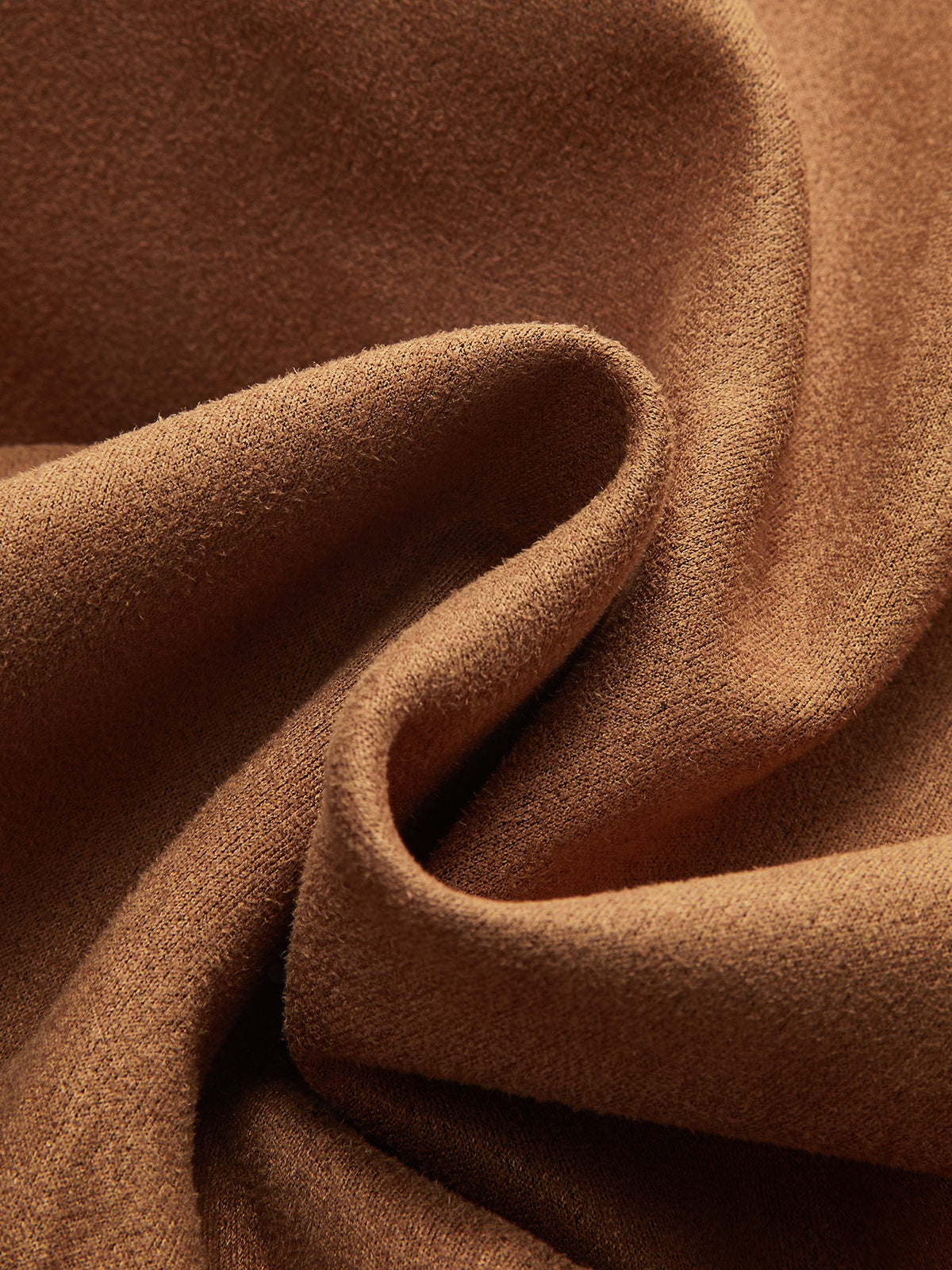 Cinched Waist Button-Front Suede Effect Shirt