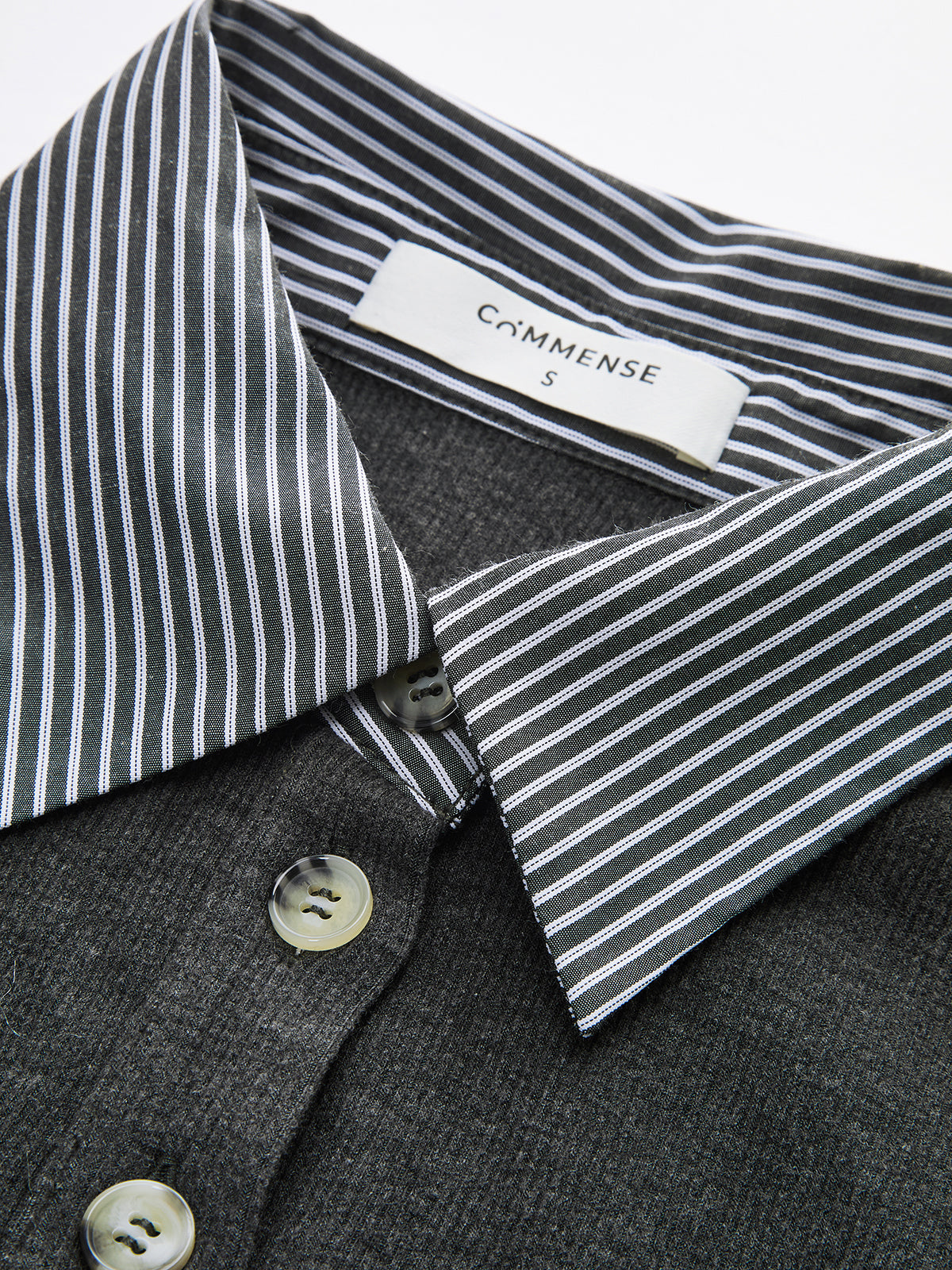 Striped Shirt Panel Knit Top