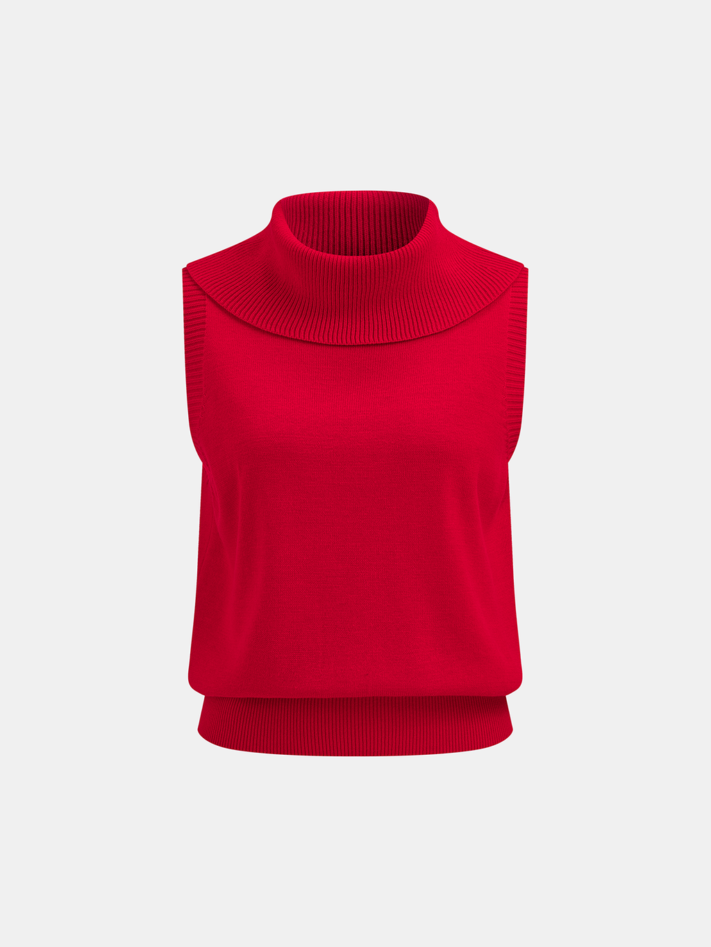 Rollkragenpullover, ärmellose Strickweste