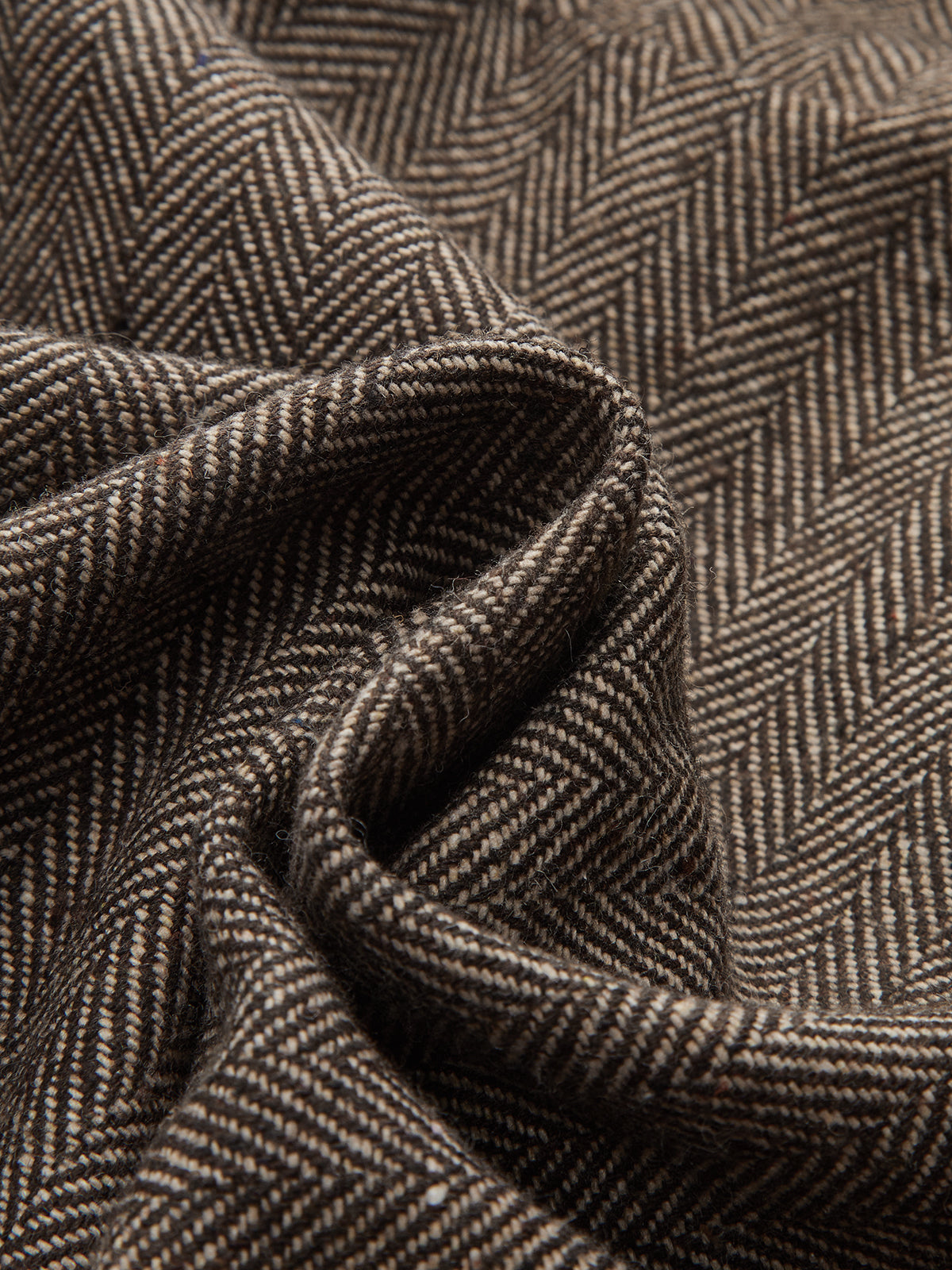 Mid-Waist Herringbone Curved-Leg Pants