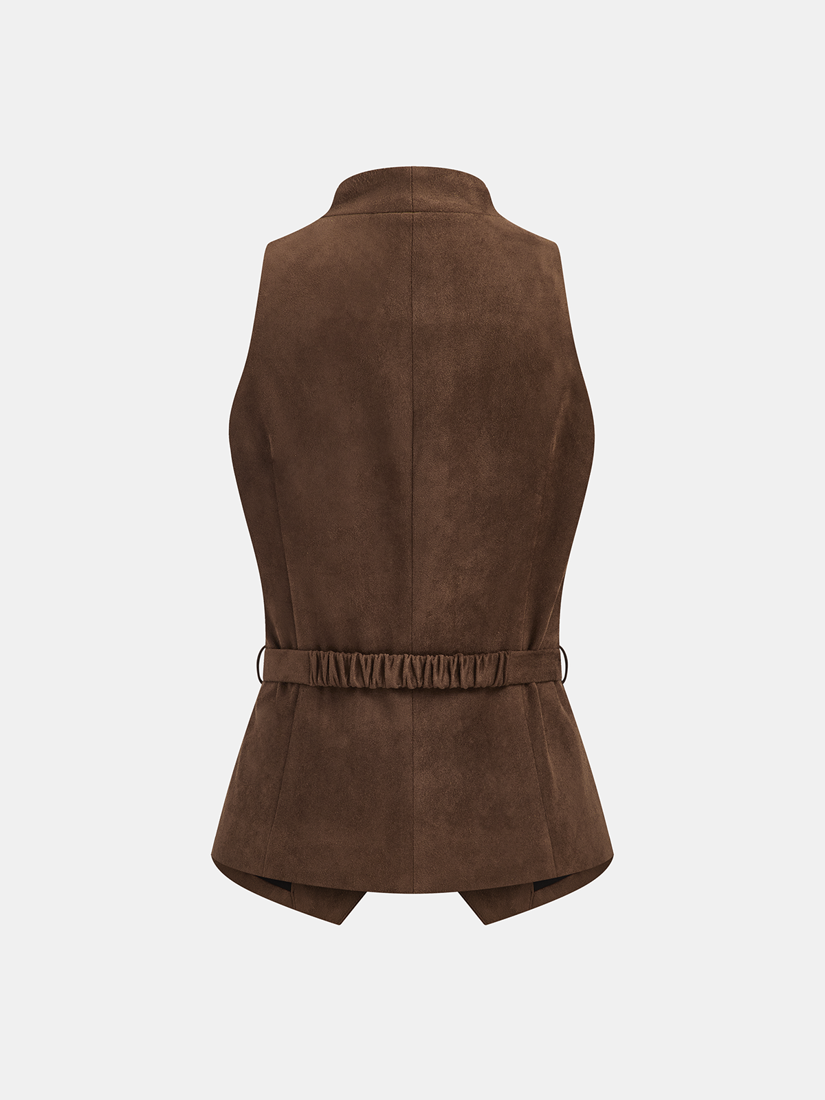 Belted Suede Effect Button-Front Vest